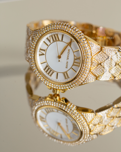  Shop Authentic Michael Kors Camille Three-Hand Crystals White Dial Gold Steel Strap Watch for Women - MK4800 - Luxxuri