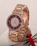  Shop Authentic Michael Kors Caitlin Red Dial Rose Gold Stainless Steel Strap Watch for Women - MK3377 - Luxxuri
