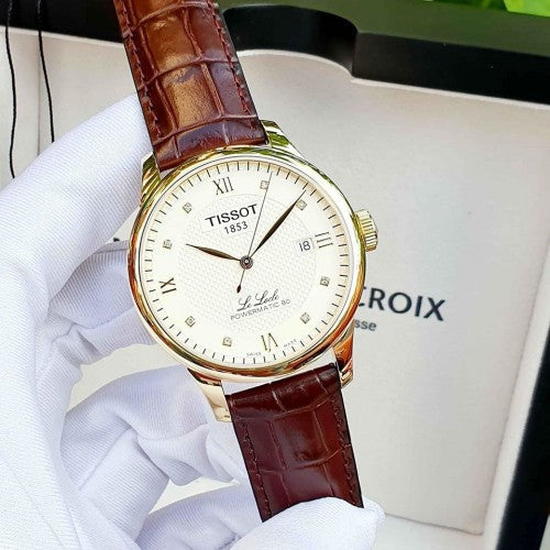  Shop Authentic Tissot Le Locle Automatic Gold Dial Brown Leather Strap Watch For Men - T41.5.413.73 - Luxxuri