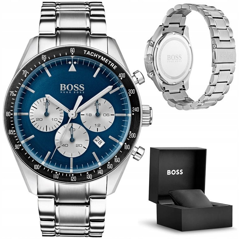  Shop Authentic Hugo Boss Chronograph Blue Dial Silver Steel Strap Watch for Men - 1513630 - Luxxuri