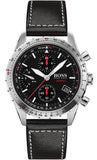  Shop Authentic Hugo Boss Aero Chronograph Black Dial Black Leather Strap Watch for Men - 1513770 - Luxxuri