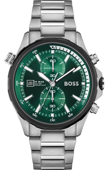  Shop Authentic Hugo Boss Globetrotter Green Dial Silver Steel Strap Watch for Men - 1513930 - Luxxuri