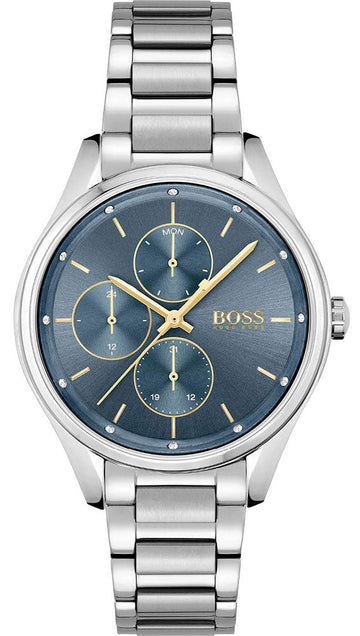  Shop Authentic Hugo Boss Grand Course Blue Dial Silver Steel Strap Watch for Women - 1502583 - Luxxuri