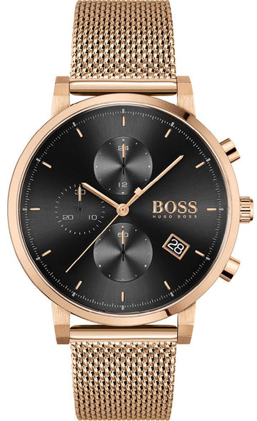  Shop Authentic Hugo Boss Integrity Black Dial Gold Mesh Bracelet Watch for Men - 1513808 - Luxxuri