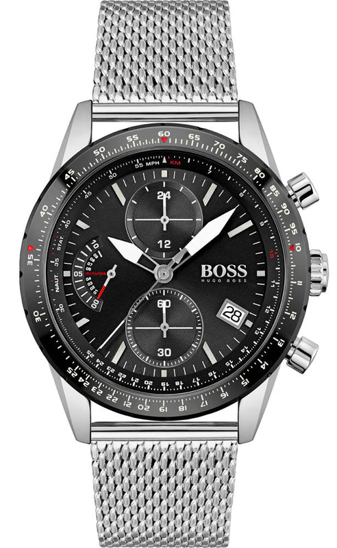  Shop Authentic Hugo Boss Pilot Edition Black Dial Silver Mesh Bracelet Watch for Men - 1513886 - Luxxuri