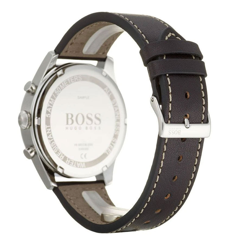  Shop Authentic Hugo Boss Pioneer Chronograph Black Dial Black Leather Strap Watch For Men - 1513708 - Luxxuri