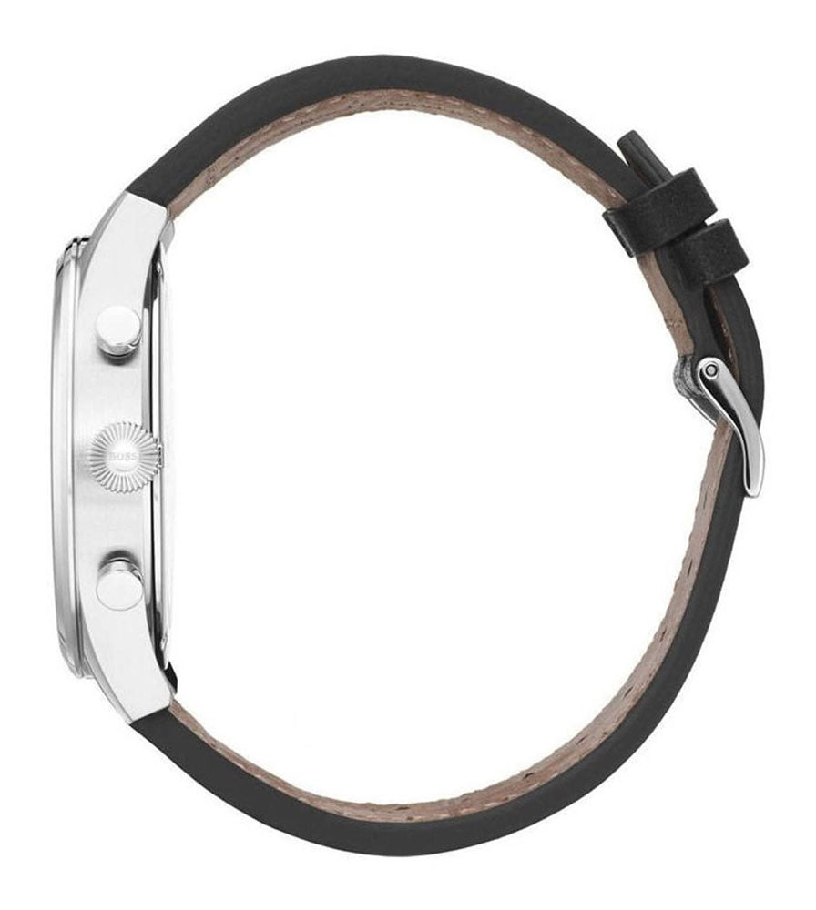  Shop Authentic Hugo Boss Pioneer Chronograph Black Dial Black Leather Strap Watch For Men - 1513708 - Luxxuri