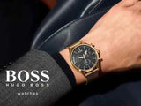  Shop Authentic Hugo Boss Companion Quartz Black Dial Rose Gold Mesh Bracelet Watch For Men - HB1513548 - Luxxuri