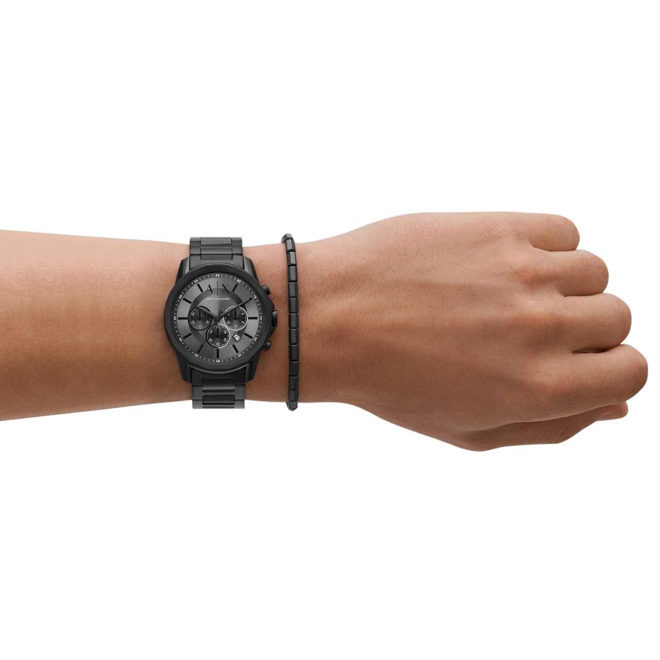  Shop Authentic Armani Exchange Chronograph Black Dial Black Steel Strap Watch For Men - AX7140 - Luxxuri