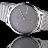  Shop Authentic Calvin Klein Minimal Black Dial Silver Mesh Bracelet Watch for Men - K3M21123 - Luxxuri