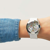 Shop Authentic Guess Wanderlust Crystals Silver Dial White Rubber Strap Watch For Women - W1059L3 - Luxxuri