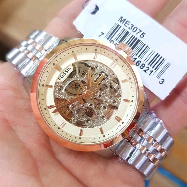  Shop Authentic Fossil Townsman Automatic Skeleton White Dial Two Tone Steel Strap Watch for Men - ME3075 - Luxxuri