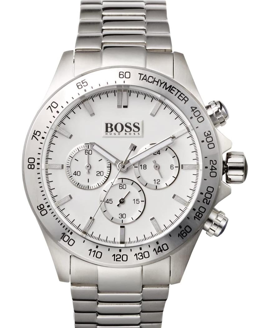  Shop Authentic Hugo Boss Ikon Chronograph White Dial Silver Steel Strap Watch for Men - 1512962 - Luxxuri