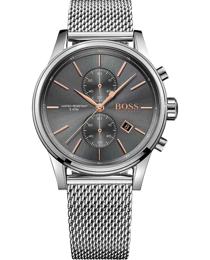  Shop Authentic Hugo Boss Jet Chronograph Grey Dial Silver Mesh Bracelet Watch for Men - 1513440 - Luxxuri