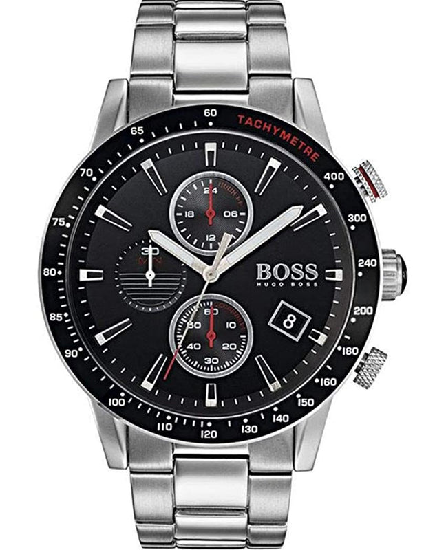  Shop Authentic Hugo Boss Rafale Chronograph Black Dial Silver Steel Strap Watch for Men - 1513509 - Luxxuri