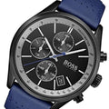  Shop Authentic Hugo Boss Grand Prix Chronograph Black Dial Blue Leather Strap Watch for Men - 1513563 - Luxxuri