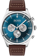  Shop Authentic Hugo Boss Pioneer Chronograph Blue Dial Brown Leather Strap Watch For Men - 1513709 - Luxxuri