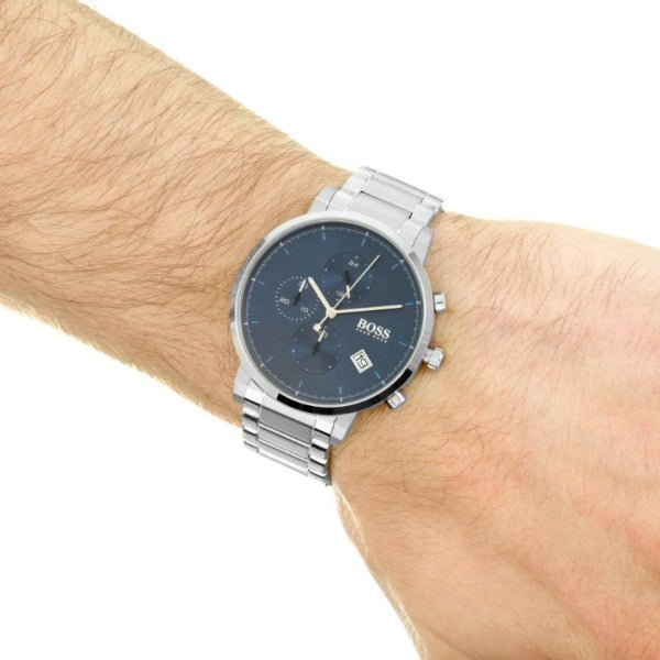  Shop Authentic Hugo Boss Integrity Blue Dial Silver Steel Strap Watch for Men - 1513779 - Luxxuri