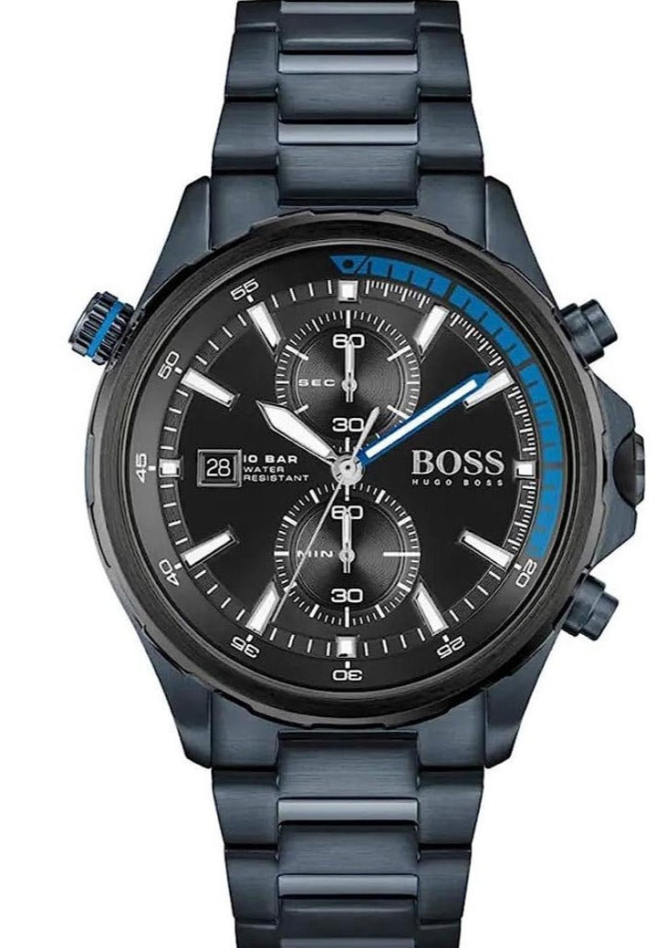  Shop Authentic Hugo Boss Globetrotter Black Dial Black Steel Strap Watch for Men - 1513824 - Luxxuri