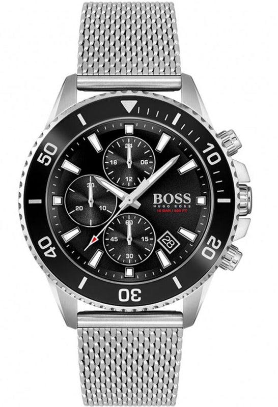  Shop Authentic Hugo Boss Ocean Edition Black Dial Silver Mesh Bracelet Watch for Men - 1513701 - Luxxuri