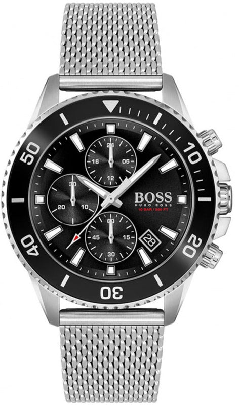  Shop Authentic Hugo Boss Admiral Black Dial Silver Mesh Bracelet Watch for Men - 1513904 - Luxxuri
