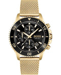  Shop Authentic Hugo Boss Admiral Chronograph Black Dial Gold Mesh Bracelet Watch for Men - 1513906 - Luxxuri