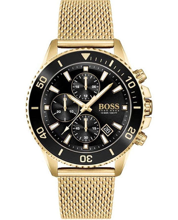  Shop Authentic Hugo Boss Admiral Chronograph Black Dial Gold Mesh Bracelet Watch for Men - 1513906 - Luxxuri