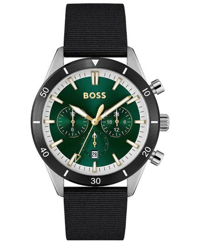  Shop Authentic Hugo Boss Santiago Green Dial Black Nylon Strap Watch for Men - 1513936 - Luxxuri