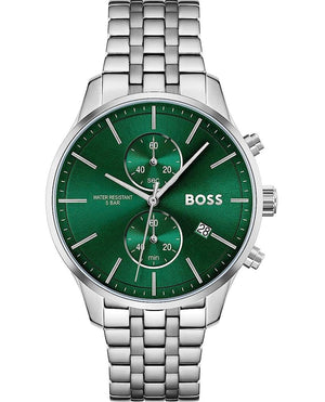  Shop Authentic Hugo Boss Associate Green Dial Silver Steel Strap Watch for Men - 1513975 - Luxxuri