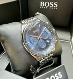  Shop Authentic Hugo Boss Gregor Chronograph Blue Dial Grey Steel Strap Watch For Men - 1514083 - Luxxuri