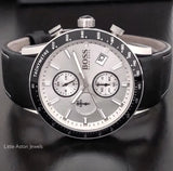  Shop Authentic Hugo Boss Rafale Chronograh Quartz White Dial Black Leather Strap Watch For Men - HB1513403 - Luxxuri