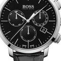  Shop Authentic Hugo Boss Chronograph Black Dial Black Leather Strap Watch For Men - 1513266 - Luxxuri