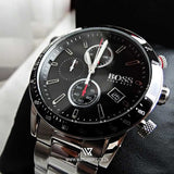  Shop Authentic Hugo Boss Rafale Chronograph Black Dial Silver Steel Strap Watch for Men - 1513509 - Luxxuri