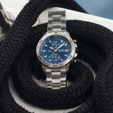  Shop Authentic Hugo Boss Vela Chronograph Diver Blue Dial Silver Steel Strap Watch for Men - 1513775 - Luxxuri