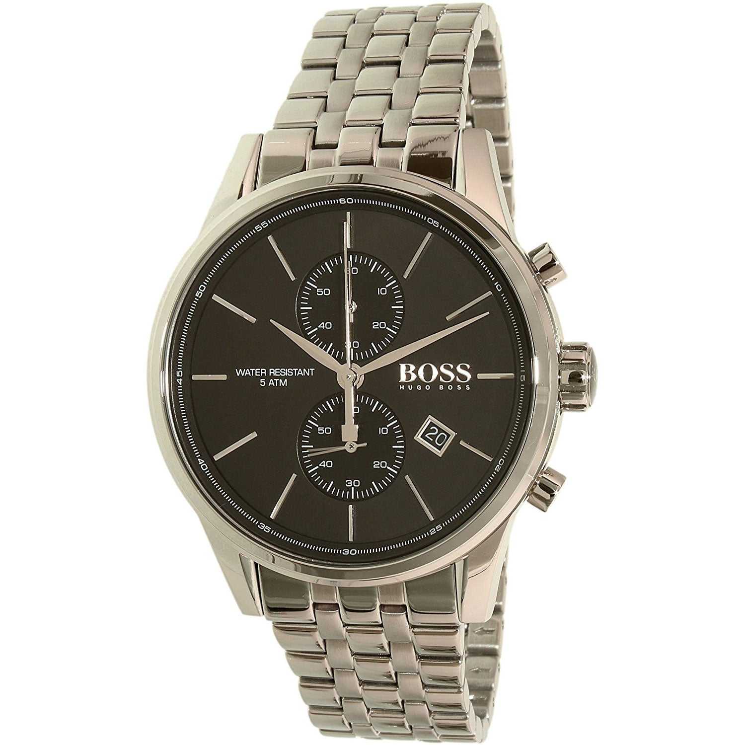  Shop Authentic Hugo Boss Jet Black Dial Silver Steel Strap Watch for Men - 1513383 - Luxxuri