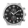  Shop Authentic Hugo Boss Aeroliner Chronograph Black Dial Silver Steel Strap Watch For Men - 1512446 - Luxxuri