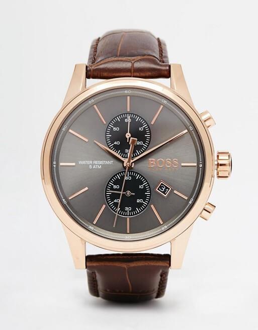  Shop Authentic Hugo Boss Jet Grey Dial Brown Leather Strap Watch for Men - 1513281 - Luxxuri