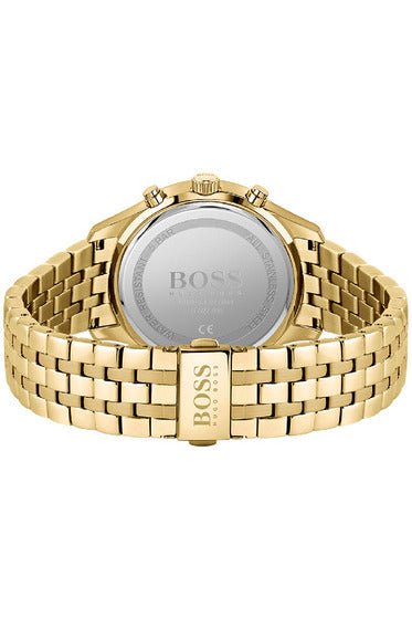 Hugo Boss Associate Blue Dial Gold Steel Strap Watch for Men - 1513841