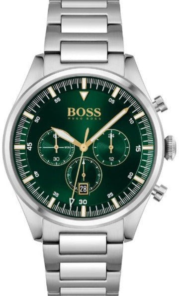  Shop Authentic Hugo Boss Pioneer Green Dial Silver Steel Strap Watch for Men - 1513868 - Luxxuri