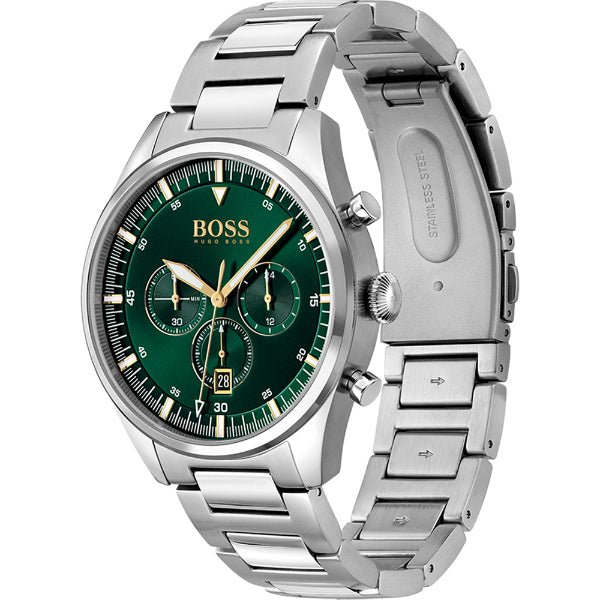  Shop Authentic Hugo Boss Pioneer Green Dial Silver Steel Strap Watch for Men - 1513868 - Luxxuri