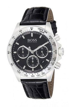  Shop Authentic Hugo Boss Ikon Black Dial Black Leather Strap Watch for Men - 1513178 - Luxxuri