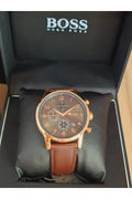  Shop Authentic Hugo Boss Navigator Grey Dial Brown Leather Strap Watch for Men - 1513496 - Luxxuri