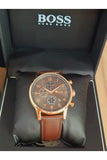  Shop Authentic Hugo Boss Navigator Grey Dial Brown Leather Strap Watch for Men - 1513496 - Luxxuri