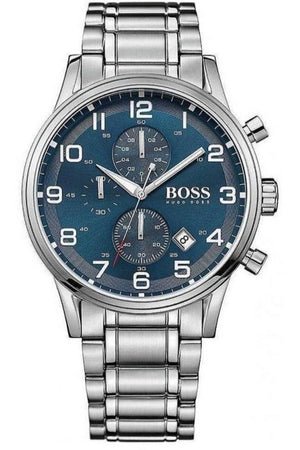  Shop Authentic Hugo Boss Aeroliner Blue Dial Silver Steel Strap Watch for Men - 1513183 - Luxxuri