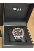  Shop Authentic Hugo Boss Ikon Black Dial Black Leather Strap Watch for Men - 1513178 - Luxxuri