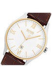  Shop Authentic Hugo Boss Classic White Dial Brown Leather Strap Watch for Men - 1513486 - Luxxuri