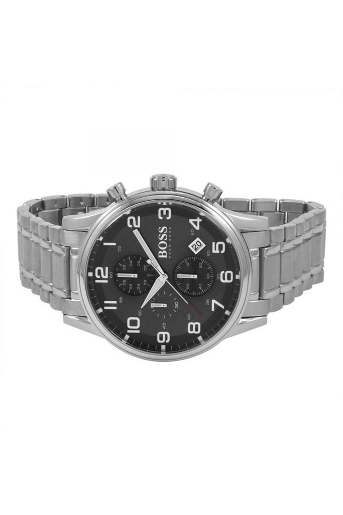  Shop Authentic Hugo Boss Aeroliner Black Dial Silver Steel Strap Watch for Men - 1513181 - Luxxuri