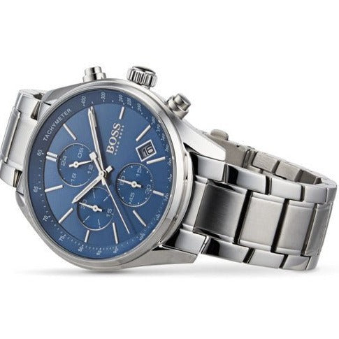  Shop Authentic Hugo Boss Grand Prix Blue Dial Silver Steel Strap Watch for Men - 1513478 - Luxxuri