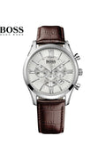  Shop Authentic Hugo Boss Ikon White Dial Brown Leather Strap Watch for Men - 1513175 - Luxxuri