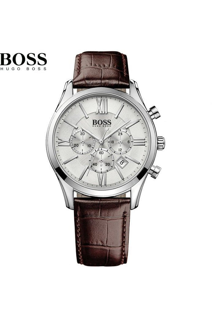  Shop Authentic Hugo Boss Ikon White Dial Brown Leather Strap Watch for Men - 1513175 - Luxxuri